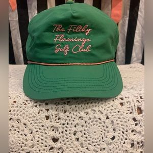Vtg Green/pink ‘Filty Flamingo Golf Club’ hat. 🦩
